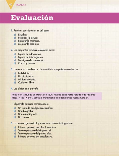 Página principal ensayos examen de español sexto. Español sexto grado 2017-2018 - Página 40 - Libros de Texto Online