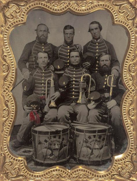 Hand Colored Tintype Portrait Of A Group Of Unidentified Union