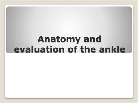 Ppt Anatomy And Evaluation Of The Ankle Powerpoint Presentation Free