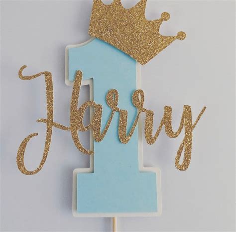Custom Personalised Cake Topper One Cake Topper Crown Cale Topper First
