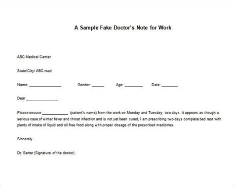 Doctor Excuse Template 10 Sample Example Format Download