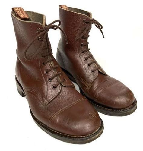Original 1950s Mens Brown Leather Ankle Boots By Beva Size 10