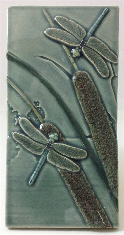 Ceramic Art Tile Wall Art Dragonfly Courtship Two Etsy Tile Wall