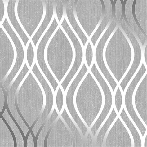 Henderson Interiors Sample Camden Wave Wallpaper Soft Grey Silver