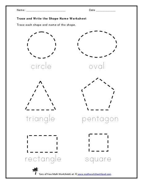 Handwriting practice worksheets with individual children's names. Trace and Write the Shape Name Worksheet for Kindergarten - 1st Grade | Lesson Planet