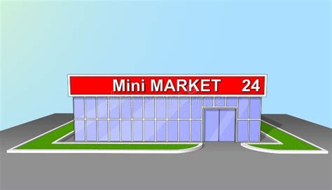 Mini Market Shop Facade Retail Trade 24 Hours Stock Vector