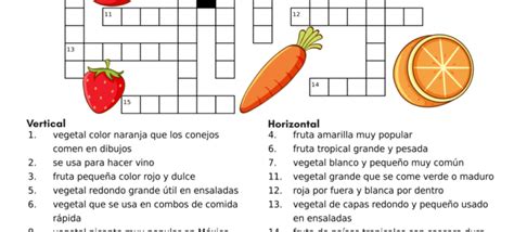 Las Frutas Y Los Vegetales En Español Crucigrama Pdf