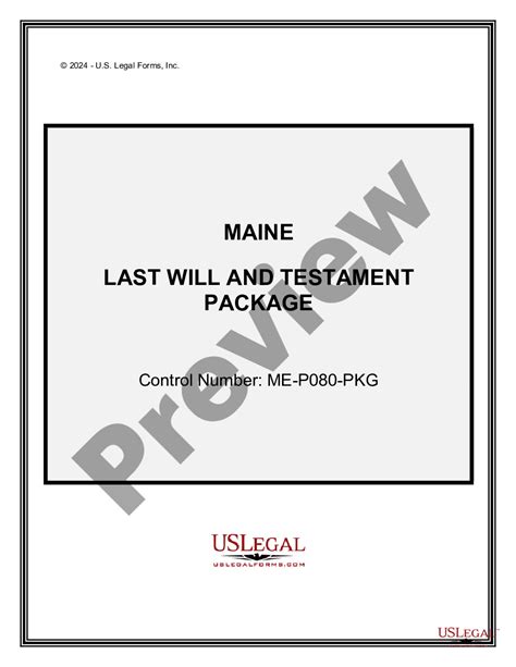 Maine Last Will And Testament Package Us Legal Forms