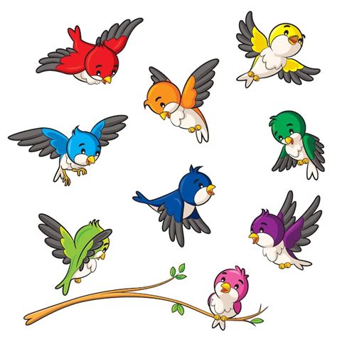 Dibujos Animados De Aves Vector Premium