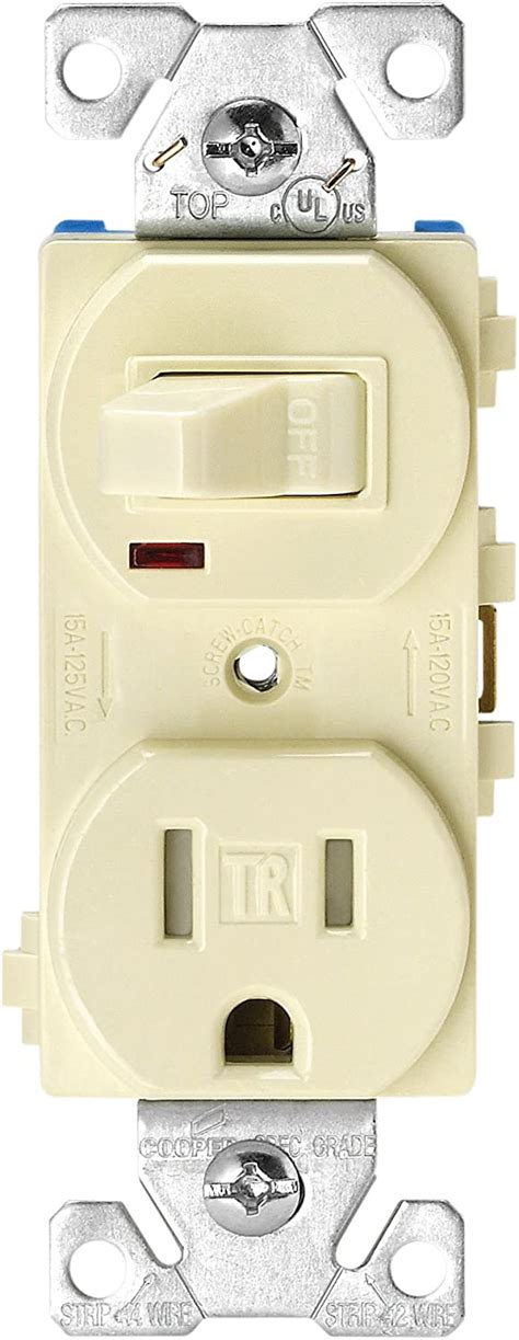Eaton Tr274a 3 Wire Receptacle Combo Single Pole Switch With Tamper