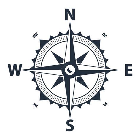 brújula de vector símbolo plano simple símbolo de navegación marítima con rosa con el norte