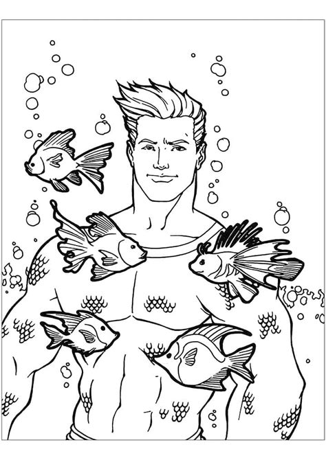 Fise De Colorat Cu Aquaman și Pești Descărcați Imprimați Sau