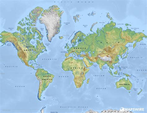 The free flowing rivers of the world. Free Physical Maps of the World - Mapswire.com