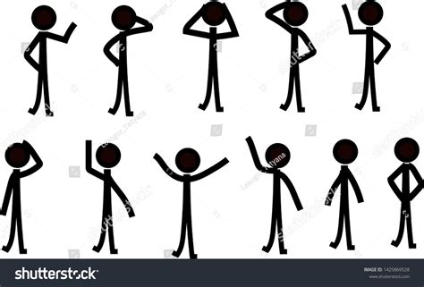 Sticks Man Different Poses Animation Style Stock Vector Royalty Free