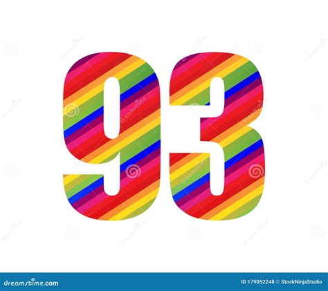 93 Number Rainbow Style Numeral Digit Colorful Number Vector