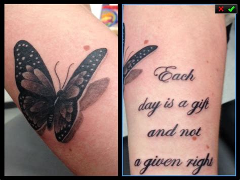 Butterfly 3d Tattoo Quote Forearm Female Girly Greyshade Each Day Is A T Not A Given Right