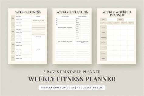 Weekly Fitness Fitness Printable Planner Weight Loss