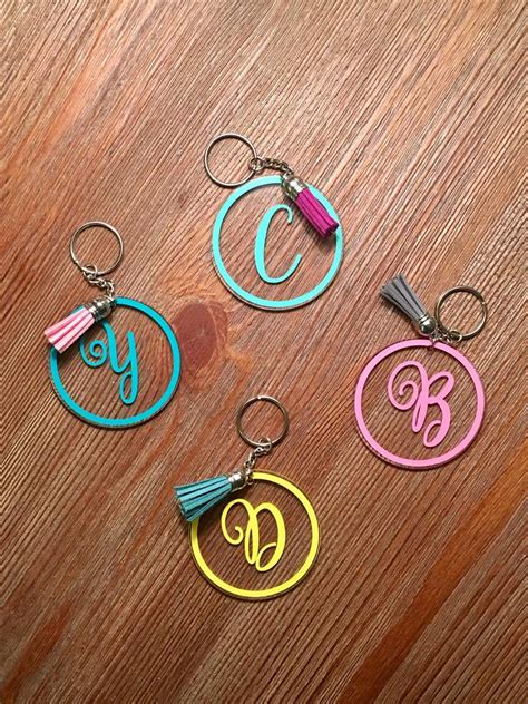 Monogram Keychain Keychain Design Tassel Keychain Diy Keychain