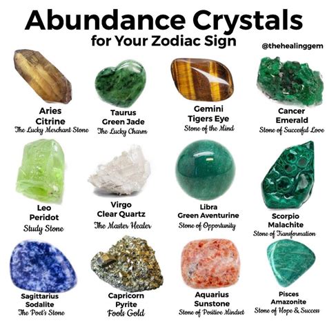 Abundance Crystals For The Zodiac In 2020 Crystals For Manifestation