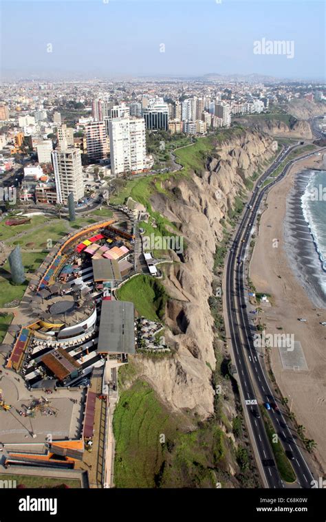 Aerial View Of Miraflores And Its Coastal Cliffs Bordering The Pacific