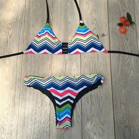 Summer 2017 Sexy Bandage Women Triangle Bikini Set Floral Print Ladies