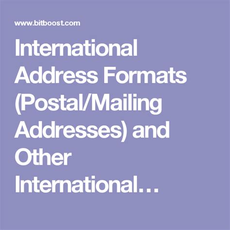 Sometimes, we need a random address from the country we never been to, just for checking the address format or getting address information to register some sites. International Address Formats (Postal/Mailing Addresses) and Other International… | Mailing ...