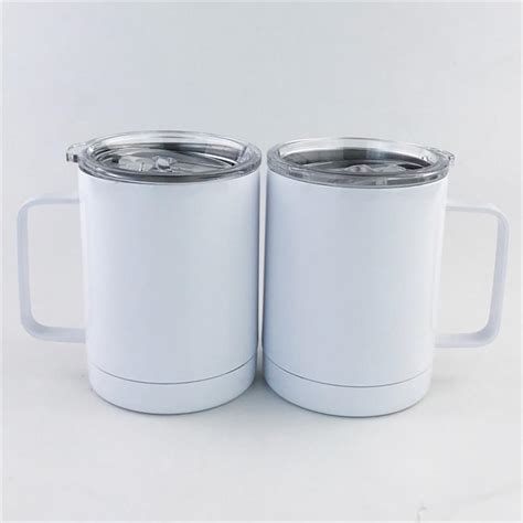 Discount 10oz Blank Sublimation Wine Tumbler Mugs With Handle White