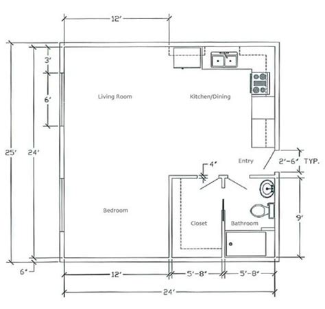 24 X 24 Box 576 Sq Ft Clever For One Bedroom