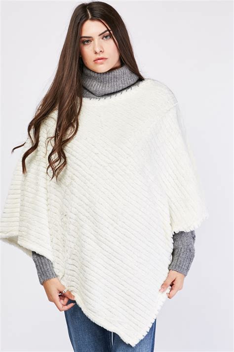 Asymmetric Ribbed Velour Poncho Just 7