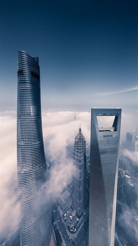 1080x1920 Shanghai Skyscraper Fog Clouds Iphone 76s6 Plus Pixel Xl