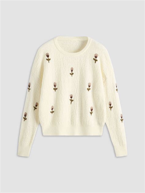 Flower Pattern Sweater Cider