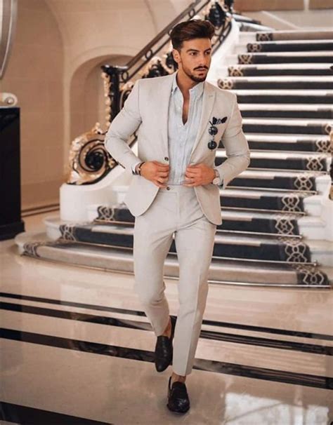 Buy Men Off White Suit Summer Suit Piece Suits Men Wedding Online In India Etsy
