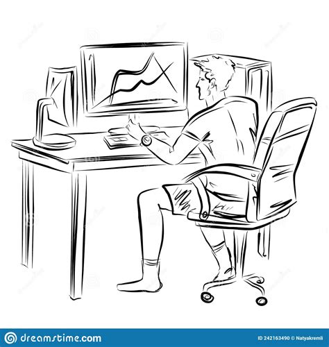 Computer With Stocks Graphs And Money Vector Illustration Flat Cartoon