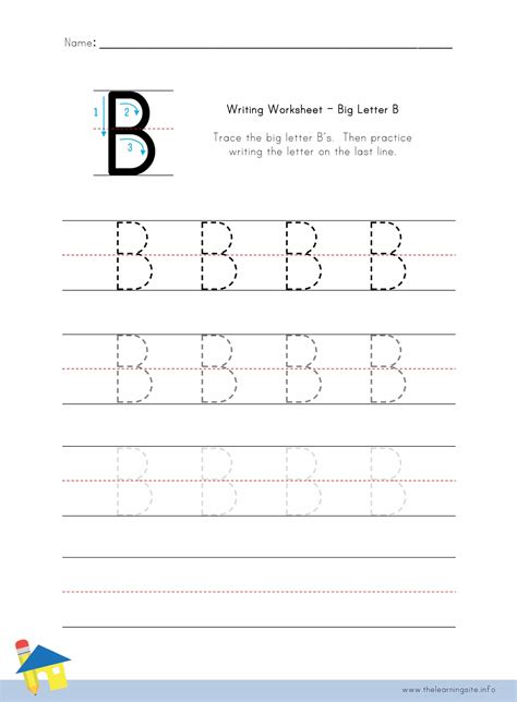 Big Letter B Writing Worksheet The Learning Site