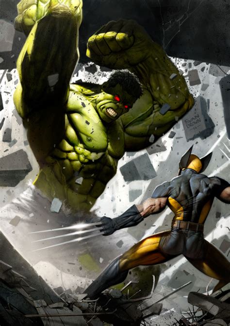 My Digital Painting Of Hulk Vs Wolverine Marvel Hulk Wolverine