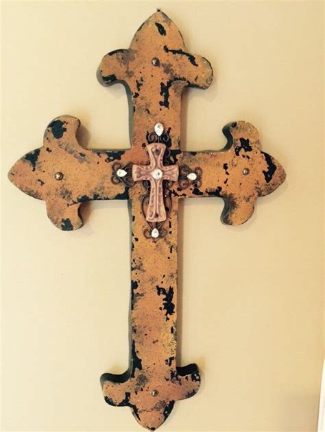 Items Similar To Distressed Rustic Metal Wall Cross On Etsy Rustic