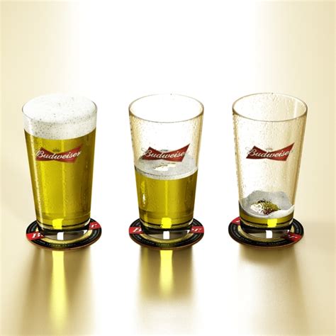 Budweiser Beer Glass D Model Flatpyramid