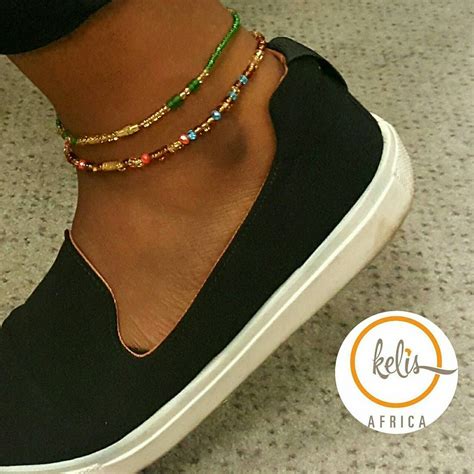African Anklet Beaded Anklet Black Ankletsadinkra Symbol Etsy