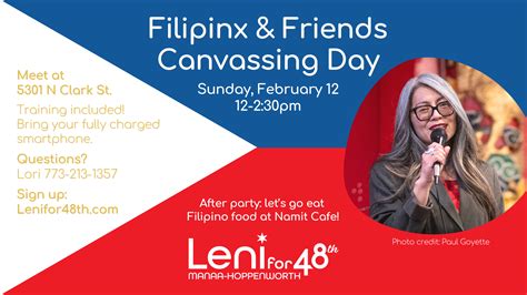 Feb 12 Filipinx And Friends Canvassing Event — Leni Manaa Hoppenworth