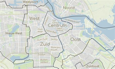 Amsterdam Distritos Mapa Mapa De Amsterdam Mostrando Los Distritos Países Bajos