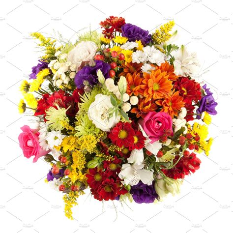 Colorful Flowers Bunch From Above ~ Photos ~ Creative Market