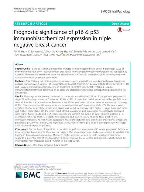 Pdf Prognostic Significance Of P16 And P53 Immunohistochemical
