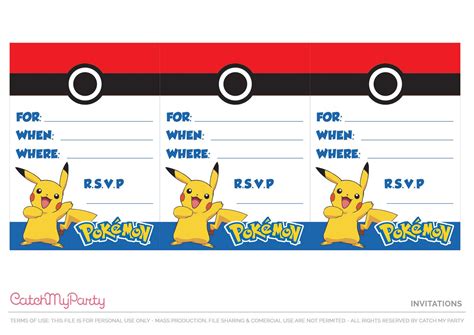 Printable Pokemon Invitations