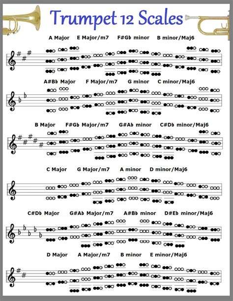 Trumpet 12 Lead Scales Chart 85x11 Etsy