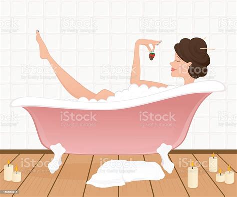 Illustration Of A Woman Taking A Relaxing Bath Stock Illustration