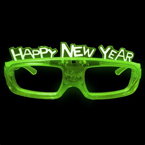 Sound Activated Light Up Happy New Year Glasses Green