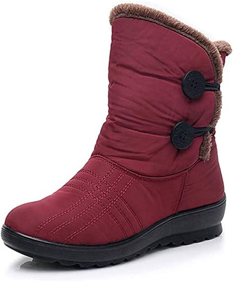 hoxekle botas de nieve de invierno para mujer impermeables cálidas con hebilla para tobillo