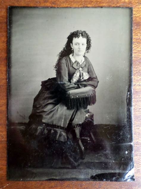 Antique 1860s Tinype Photograph Full Length Portrait Of Young Woman