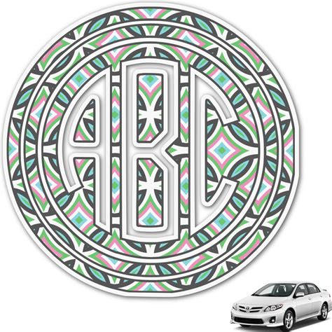 Custom Geometric Circles Monogram Car Decal Personalized Youcustomizeit
