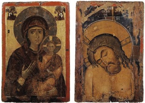 Double Sided Icon With The Virgin Hodegetria And The Man Of Sorrows